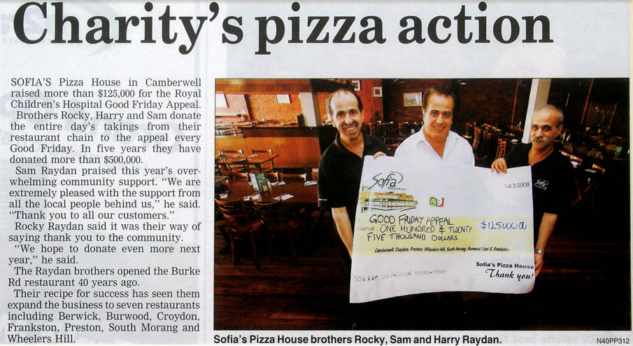 Charity pizza action press story