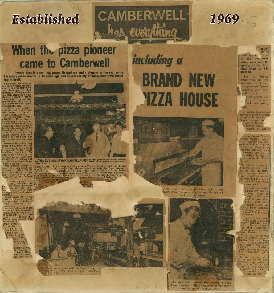 Historic 1969 Sofia Pizza House newspaper feature