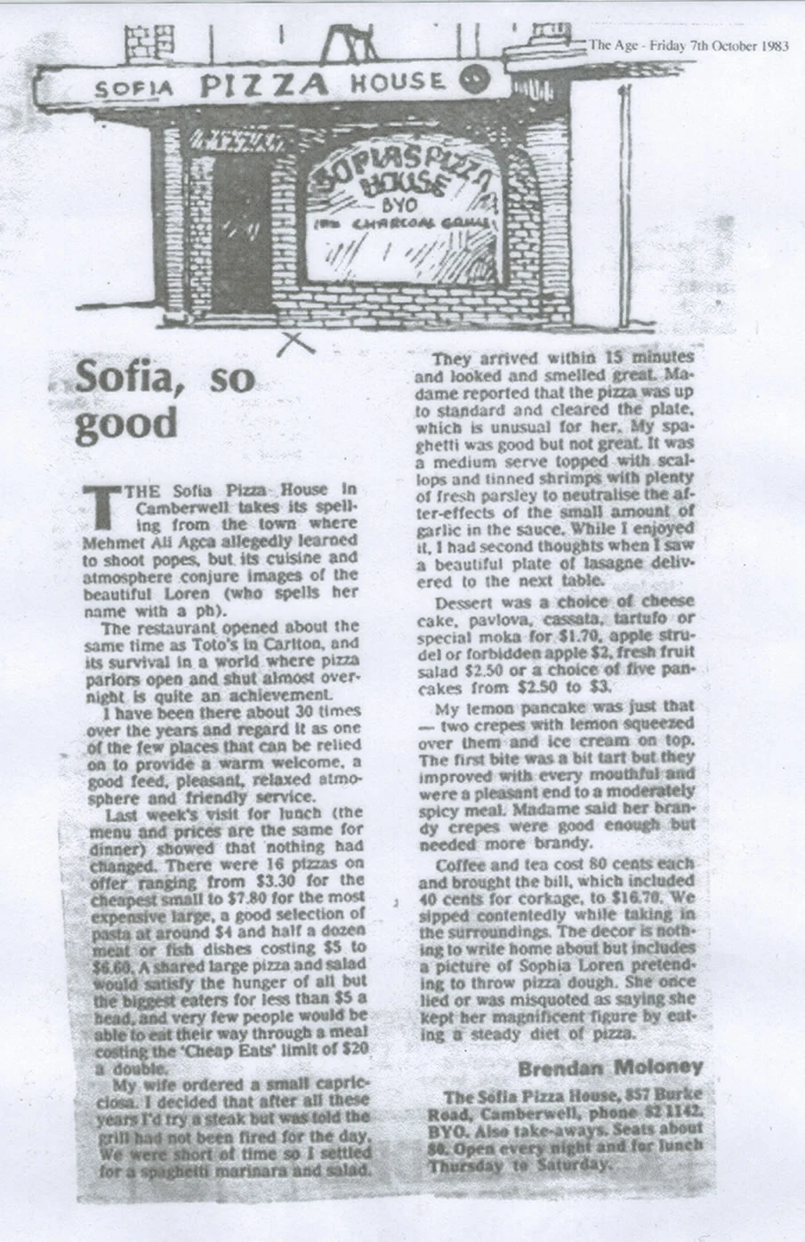 The Age review of Sofia Restaurant